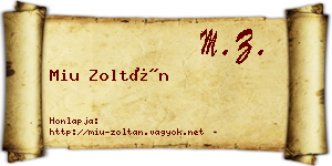 Miu Zoltán névjegykártya